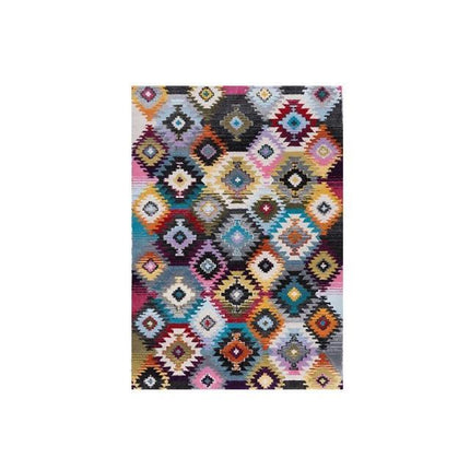 Bohemien vloerkleed meerkleurig geometrisch patroon