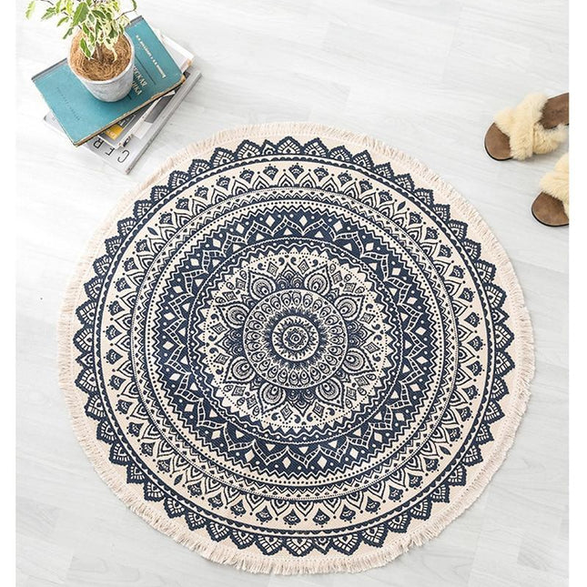 Rond slaapkamer vloerkleed met mandala
