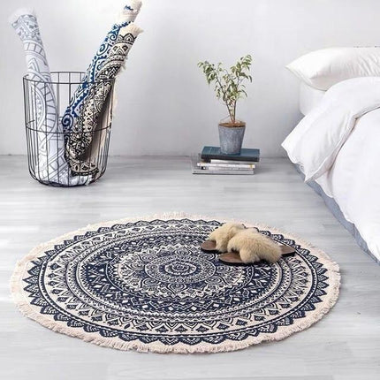 Rond slaapkamer vloerkleed met mandala