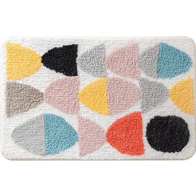 Witte antislip badmat met kleurrijke vormen