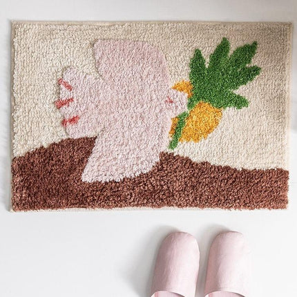 Decoratieve badmat met vogel en ananas