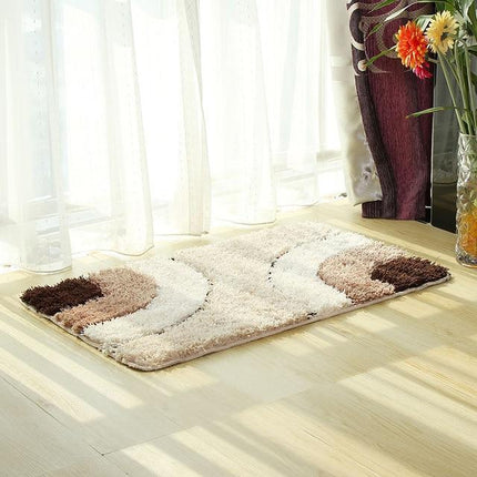 Beige en bruine badmat met golven