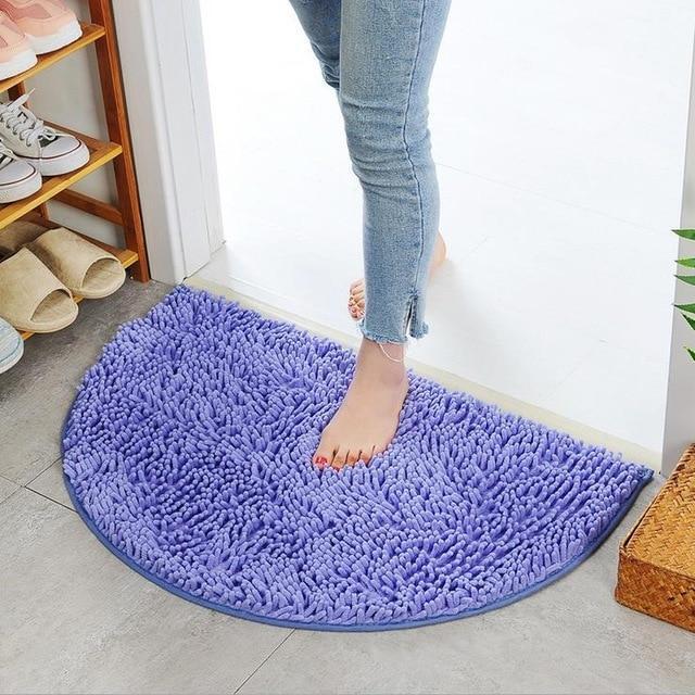 Paarse halfronde badmat chenille