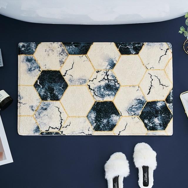 Badmat met zeshoekig marmer patroon