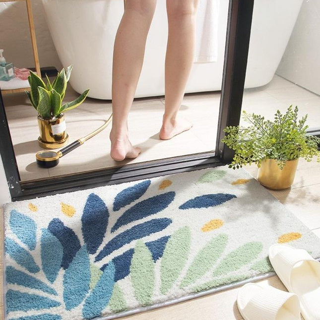 Badmat met botanisch bladeren patroon