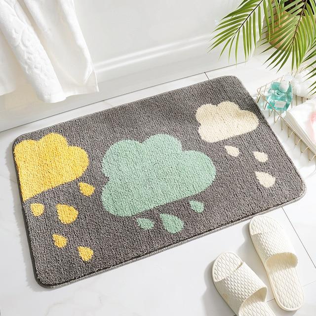 Badmat met wolken en hartjes patroon