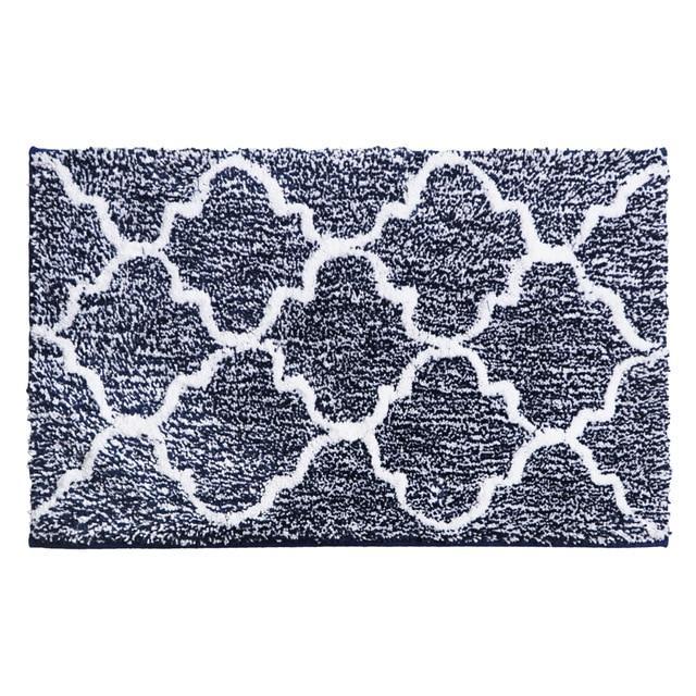 Blauwe badmat met oriëntaals design