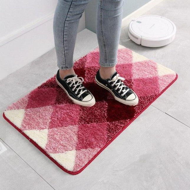 Rode badmat met ruitpatroon