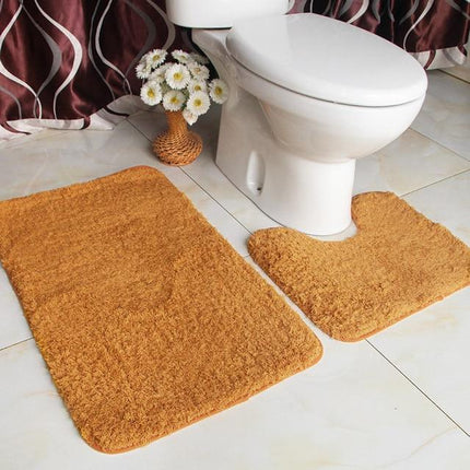 Mosterdgele badmat en toiletmat set