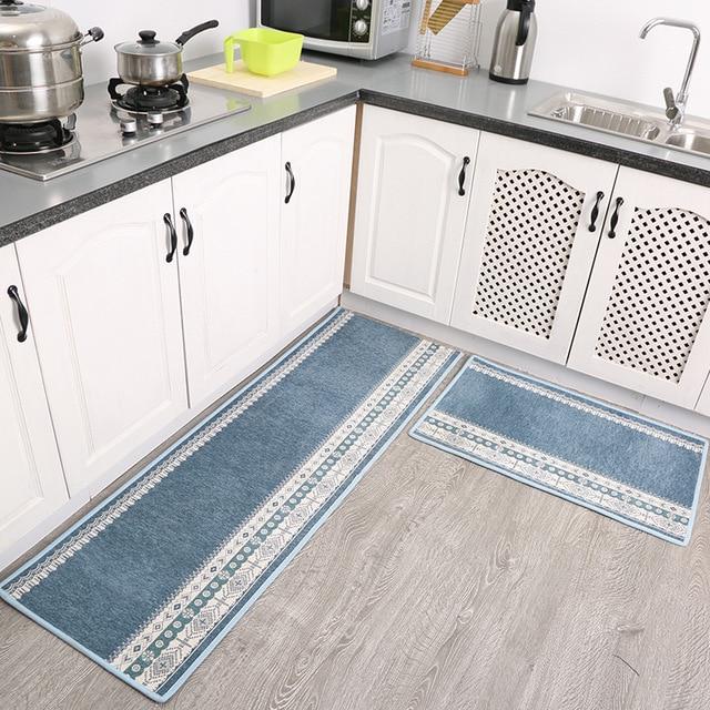 Blauwe keukenloper set met bohemien patroon