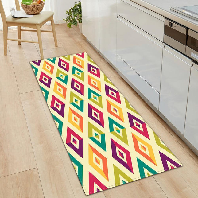 Multicolor keukenloper met geometrische ruiten