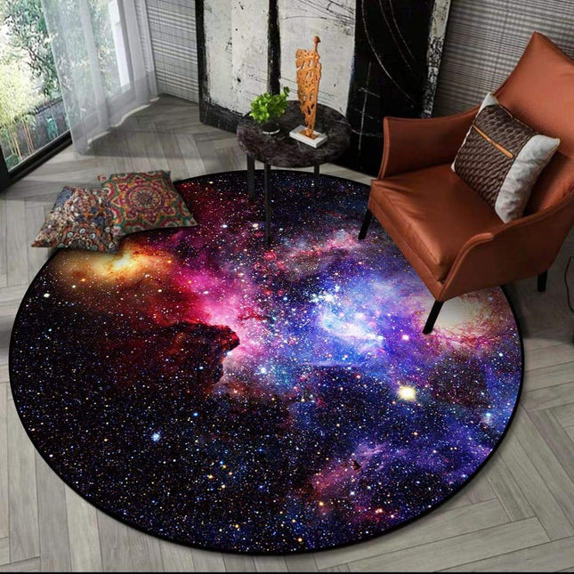 Rond vloerkleed met kleurrijke melkweg