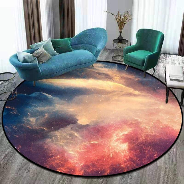 Rond vloerkleed kleurrijke nevel print