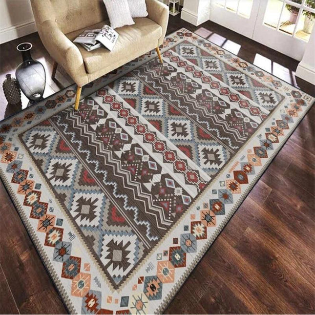 Bruin design vloerkleed met Aztec patroon