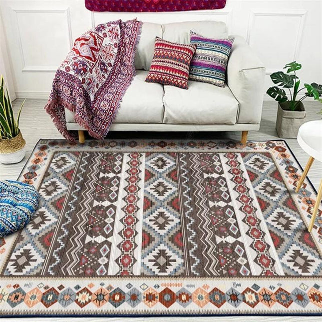 Bruin design vloerkleed met Aztec patroon