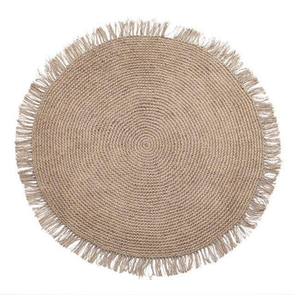 Rond beige vloerkleed van jute