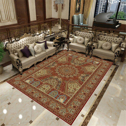 Rood vloerkleed met klassiek patroon