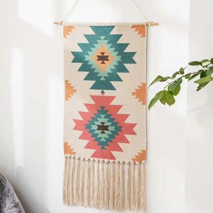 Decoratief wandkleed in geometrische stijl