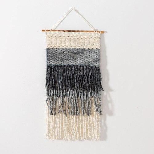 Handgeweven wollen wandkleed met textuur