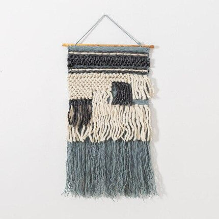 Geweven wandkleed in grijze tinten