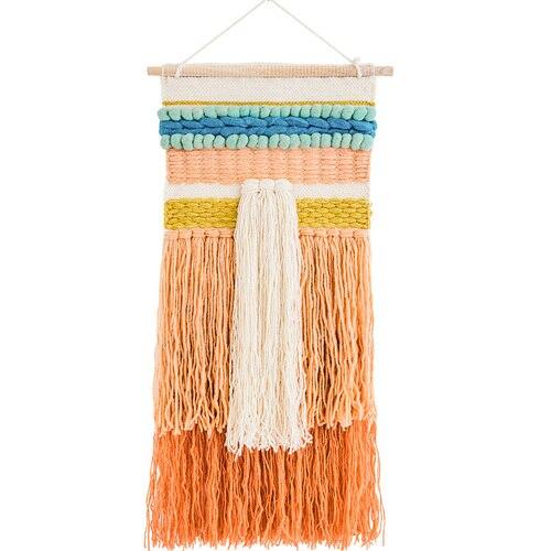 Veelkleurig geweven wandkleed met textuur