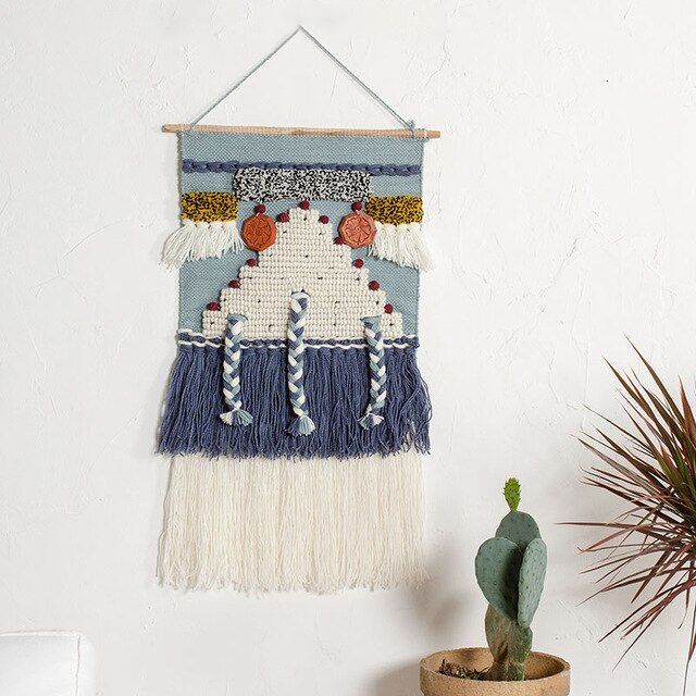 Etnisch geweven wandkleed met details