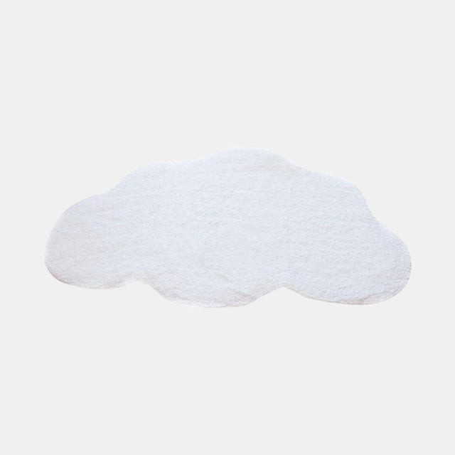 Hoogpolig wit vloerkleed in wolkvorm