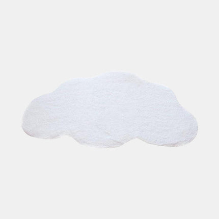 Hoogpolig wit vloerkleed in wolkvorm