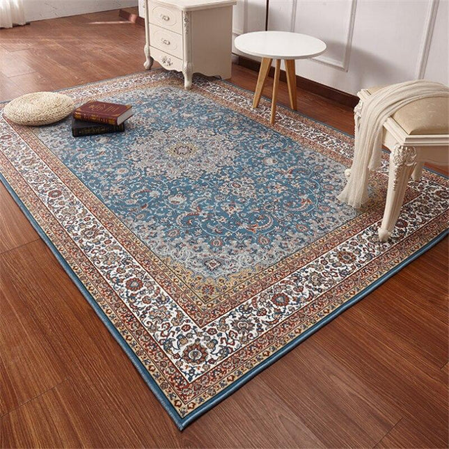 Blauw oriëntaals vloerkleed met rand