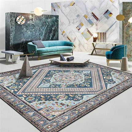 Blauw groen Perzisch vloerkleed geometrisch