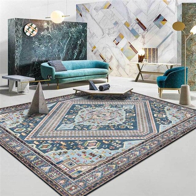 Blauw groen Perzisch vloerkleed geometrisch