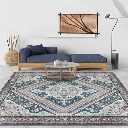 Blauw groen Perzisch vloerkleed geometrisch