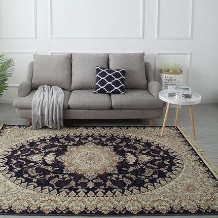 Zwart Perzisch vloerkleed traditioneel design