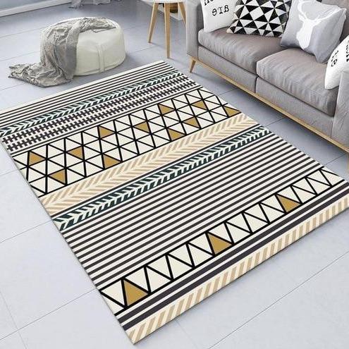 Geel plastic buitenkleed met patroon