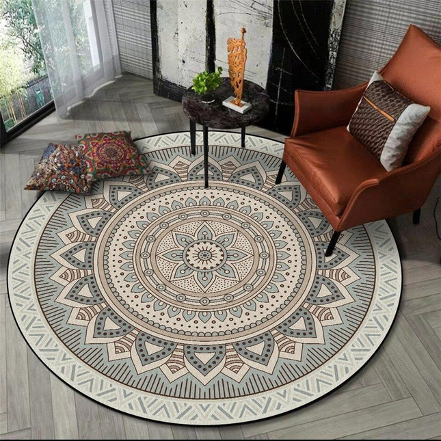 Rond vloerkleed beige mandala 120 cm