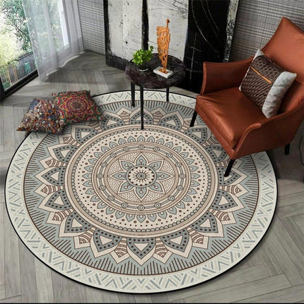 Rond vloerkleed beige mandala 120 cm