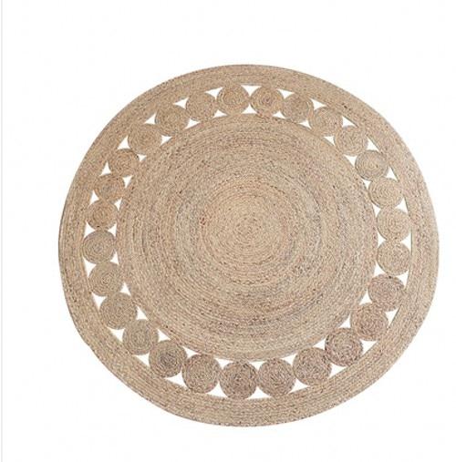 Rond jute vloerkleed met opengewerkte rand