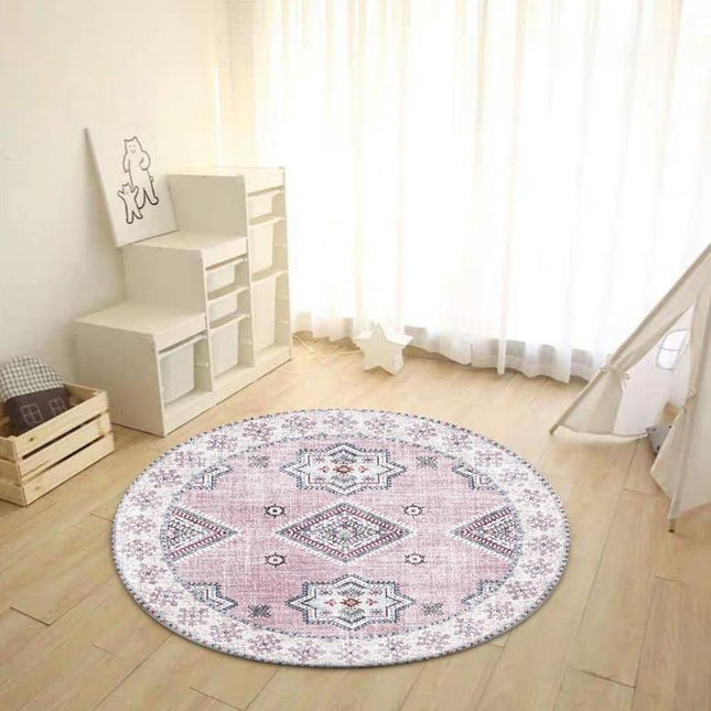 Rond vloerkleed in poederroze