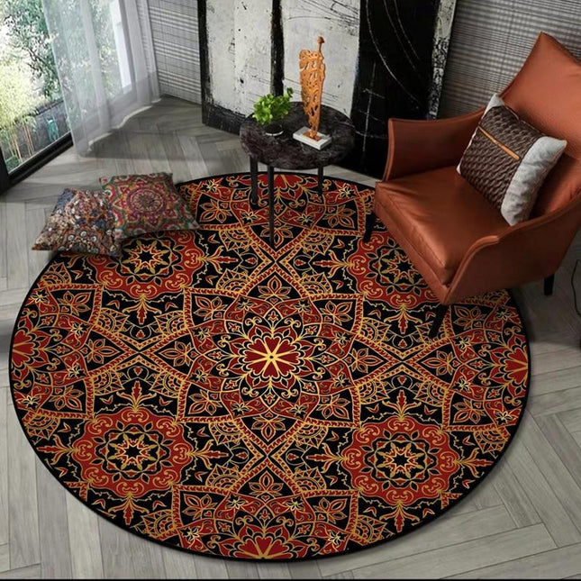Rond vloerkleed rood en zwart