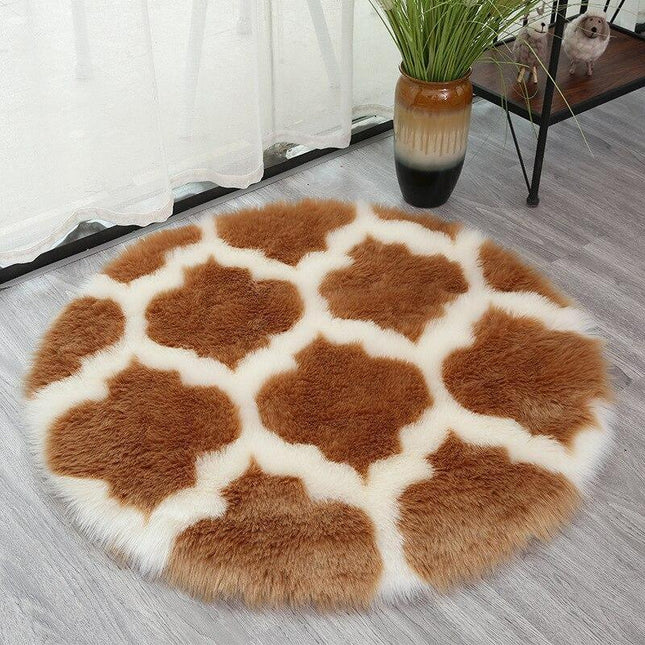 Rond shaggy vloerkleed met dierenprint