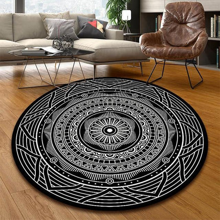 Rond vloerkleed met geometrisch patroon