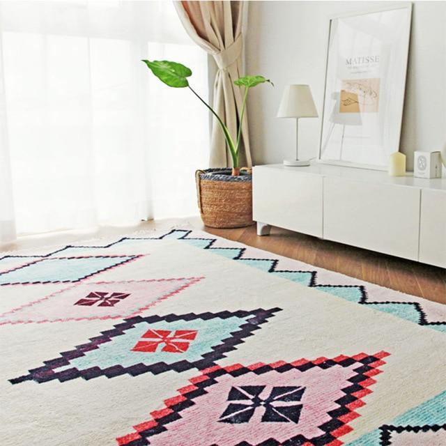 Kilim vloerkleed in roze en blauw