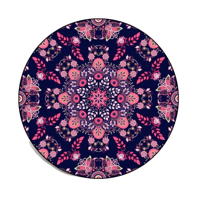 Rond vloerkleed roze en paars