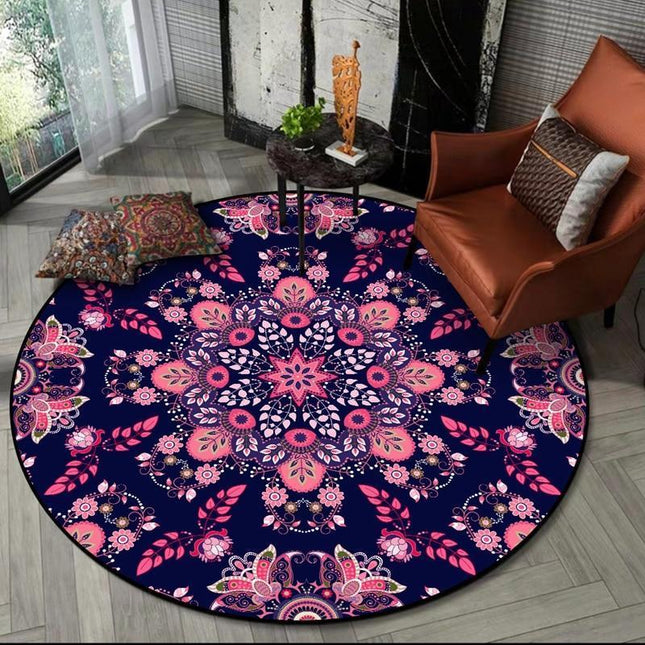 Rond vloerkleed roze en paars