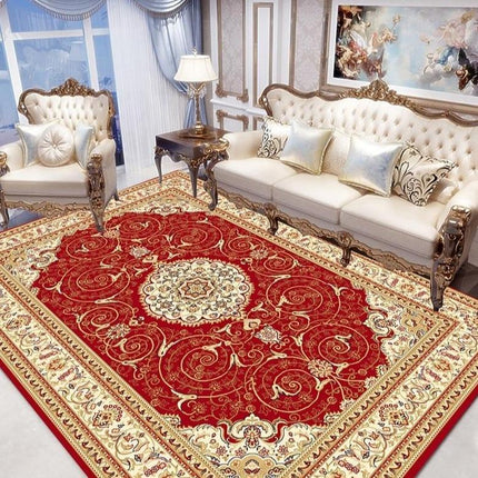 Luxe vloerkleed in rood en goud