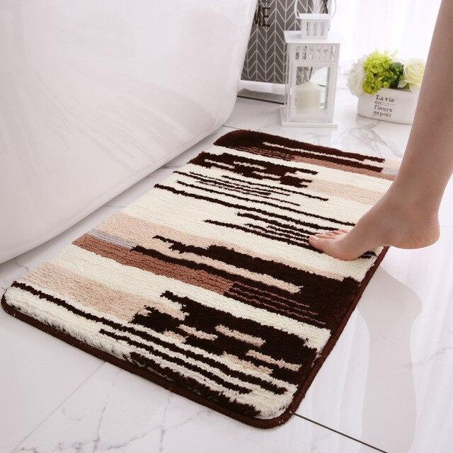 Badmat met strepen beige en bruin