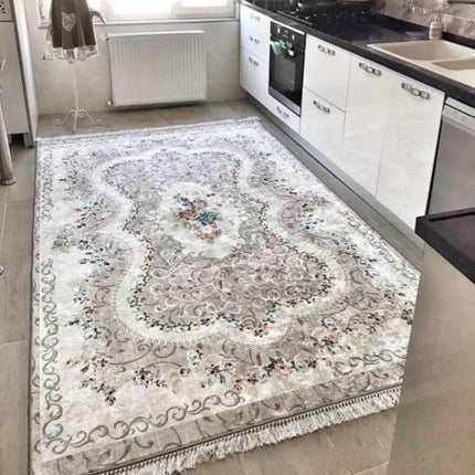 Vintage grijze loper met bloemmotief