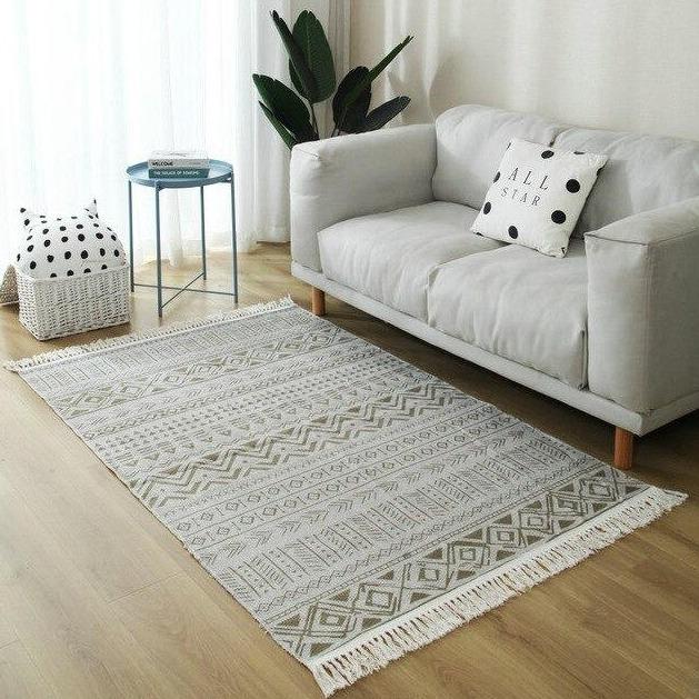 Woonkamer vloerkleed in bruin en beige
