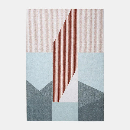 Scandinavisch vloerkleed grijs blauw rood