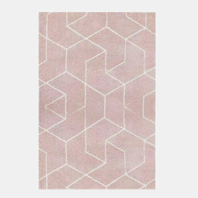 Poederroze shaggy tapijt met geometrisch design